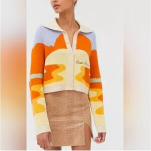 House of Sunny Day Tripper Cardigan Yellow Orange Size 2